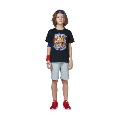 

ANTA Children's Wear Men's Knitting Sports Set Children's Sports Two-piece Set 35724105 Classic Black / BC04 Flower Gray 130