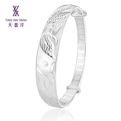 

Tian Xin Yang Jin silver bracelet round robin dragon&phoenix bracelet about 30 grams