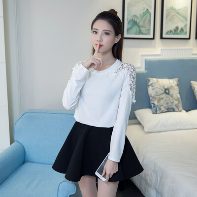 

VIVAHEART T-Shirt T-Shirt Long Sleeve Loose Sweet Holder Petal Bottom Shirt Female VWTC172334 White