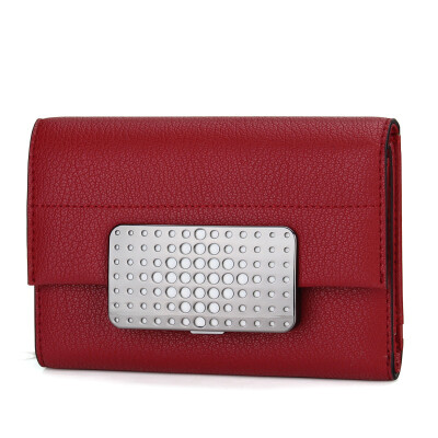 

Monster (MONTAGUT) female wallet short paragraph three fold small wallet cowhide small wallet female folding mini R5322061423 red wine