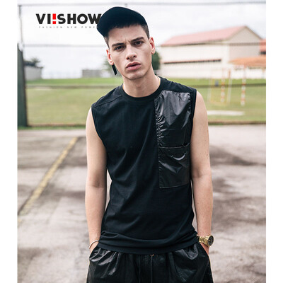 

Wei Xiu viishow vest male coating stitching cotton men's wide shoulder sports vest waist wave BC15341721 black XL