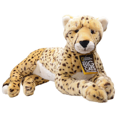

National Geographic (NATIONALGEOGRAPHIC) big cat series animal doll plush toy simulation model children's baby animal world ornaments cheetah 22 inch