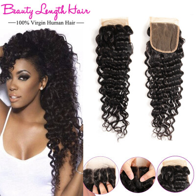 

brazilian virgin hair closure deep wave braziian human hair lace closure cheap 44 lace closure beauty length hair