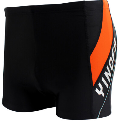 

YINGFA (YINGFA) swim trunks men's flat swim pants fashion fight color flat feet swimsuit casual hot spring beach big size swimsuit Y3023 -2 black fight orange