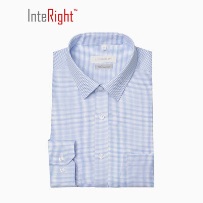 

INTERIGHT upgrade free iron business men long sleeve shirt light blue small checkered 42 yards