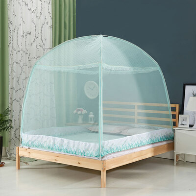 

Yingxin textile upgraded version of the three open lace lace yurt nets can be hung fan water blue 15 m bed