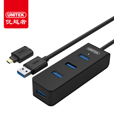 

Преимущества (UNITEK) Y-3098FBK usb3.0 сплиттер один перетащить четыре конвертера HUB 0,3 метра с функцией Micro OTG компьютер 4 порта расширения высокоскоростной концентратор черный