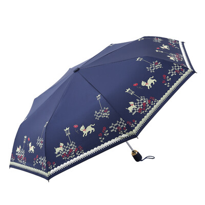 

Moodoo MAYDU Cartoon Cats Sunny Tri-fold Automatic Women&39s Parasol M3332 Blue