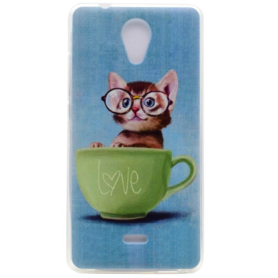 

Glasses cat Pattern Soft Thin TPU Rubber Silicone Gel Case Cover for Wiko U Feel Lite