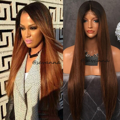 

8A Brazilian Virgin Ombre Glueless Full Lace Human Hair Wigs For Black Women 1b30 Ombre Silky Straight Lace Front Wigs