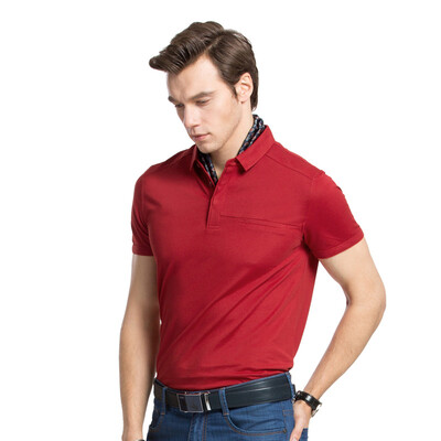 

Camel (CAMEL) мужская мода лацкане твердый цвет простой случайный с коротким рукавом футболка мужской X7B189084 темно-красный XL