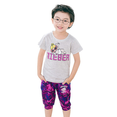 

Yu Zhaolin YUZHAOL boys T-shirt summer children's short-sleeved pants suit M426617 camouflage purple 120 yards