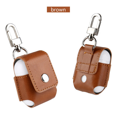 

MyMei 2017 PU Leather Protective Case Pouch Charging Bag WKeychain For Apple AirPods