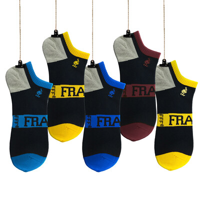 

FFF French Cock Boat Socks Male Sports Casual Mianwa Colorful Fashion Men&39s Socks One Size 5 Double Gift Box 9321