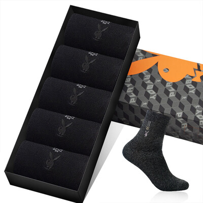 

Playboy PLAYBOY socks male cotton in the tube leisure sports socks 5 double loaded 5 black 2717