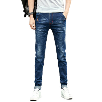 

GLO-STORY men's Korean Slim trousers fashion catching small feet jeans LNK71006 denim blue 31