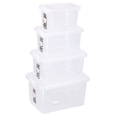 

Beautiful ya plastic transparent storage box clothing toy storage box thickening 5 pieces combination