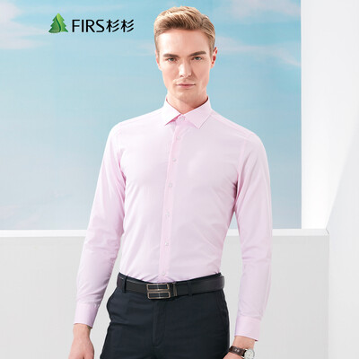 

Shanshan (FIRS) men's dark Ling Ge business casual long-sleeved shirt TCB1135-1 pink dark Lingge 43