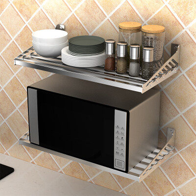

Ai Xin still sus304 stainless steel single layer thickened kitchen racks hanging wall microwave oven shelves pendant rack pallets 80cm (19mm square tube × 6 root)
