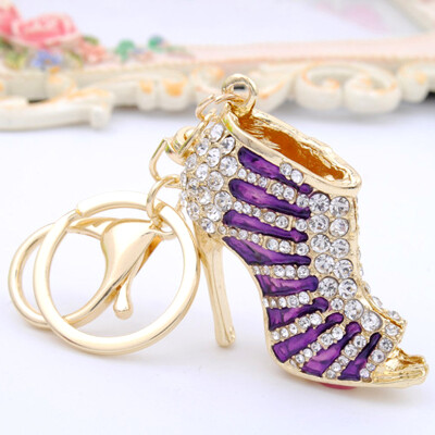 

MyMei Crystal Diamante Rhinestone Shoe High Heel Charm Bag Pendant Key Ring Chain Gift