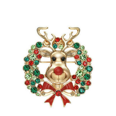 

Yoursfs@ Clear Rhinestone Pretty Brooch Gold Color Vivid Jumping Christmas Deer Pins Amazing Alloy Colorful Christmas Brooch