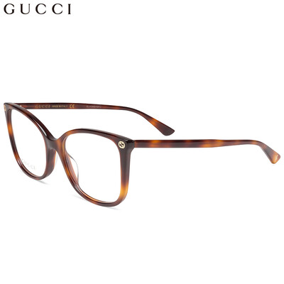 

GUCCI Gucci eyewear female models glasses frame full plate glasses classic square full frame optical frame GG0026O-002 Havana frame 53mm