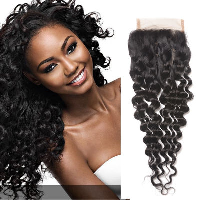 

beauty length India virgin hair closure deep wave India human hair lace closure cheap 4*4 lace closure