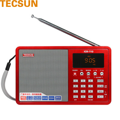 

Tecsun ICR-110 Radio Recorder Digital Audio Player Card Voice Recorder Digital On Demand Radio (red)