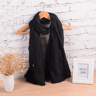 

Bai Shangyi special lady casual long scarf spring summer autumn&winter seasons universal cotton linen shawl black