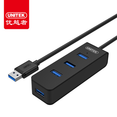 

Превосходный человек (UNITEK) Y-3098DBK USB3.0 высокоскоростное расширение 4-портовый концентратор HUB 2 метра с электроприводом настольного ноутбука USB-сплиттер черный