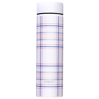 

HAERS Fashion Straight Thermos Double из нержавеющей стали Кубок Бизнес-офис Мужчины и женщины Кубок чая 450 мл Полоса Розовый