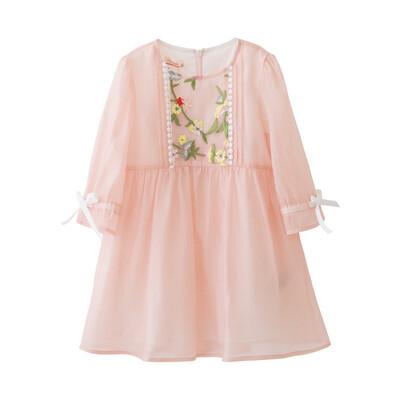 

Fragrance Flordeer French Kids Girls Dress Chiffon Embroidered Skirt Princess Dress F71012 Pink 150