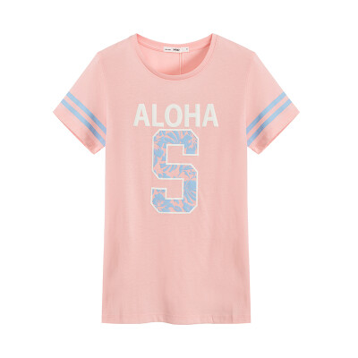 

Semir Semir short sleeve T-shirt summer ladies round neck letters printed straight t-shirt Korean version 12216000038 ice blue