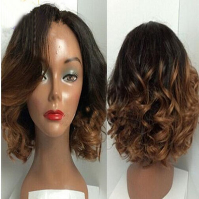 

Ombre Glueless Lace Front Human Hair Wigs Brazilian Virgin Hair Wavy Wigs 1BT30 Color Wavy Lace Front Wig For Women