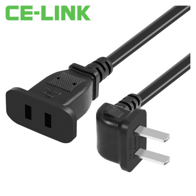 

CE-LINK 2598 2-port power cord socket line extension cable 1 meter elbow 10A two plug extension line wire board wiring board connection cable black