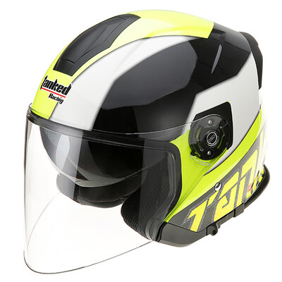 

Tanked Racing Motorcycle Helmet Electric Battery Helmet Double Lens T597 Four Seasons Universal  Code Fluorescent Yellow Disco