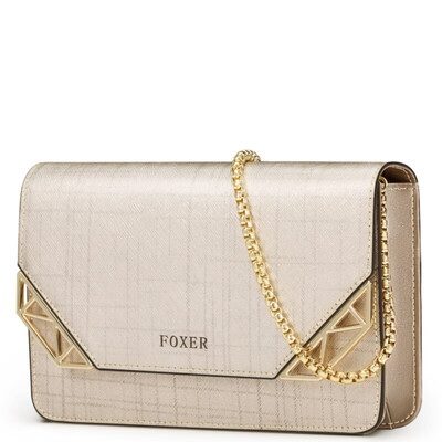 

Gold fox FOXER handbags new geometric lattice pattern chain package fashion wild shoulder small square package trend devil lady bag 941013F1O gold