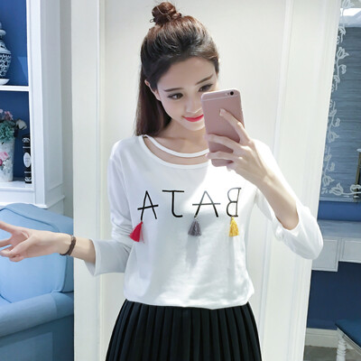 

VIVAHEART Korean T-shirt Tuxedo Long Sleeve Loose Casual Women&39s Bat T-Shirt VWTC172336 White