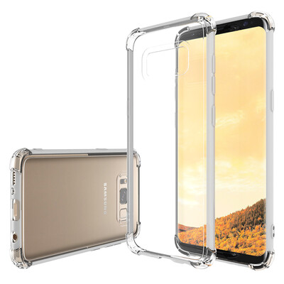 

ESCASE Samsung GALAXY S8 phone case protective cover TPU all-inclusive air bag drop soft shell with hanging rope hole through white