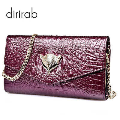 

Dirirab Leather womens shoulder bag crocodile pattern leather fox chain small bag wild envelope bag ladies big wallet