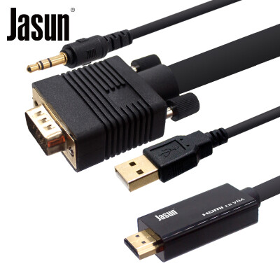 

Jason (JASUN) Кабель HDMI-VGA 10 метров с аудиоконвертом для преобразования аналогового сигнала. Блокнот / настольный компьютер / телевизионная приставка / затем телепроектор дисплея JS-085