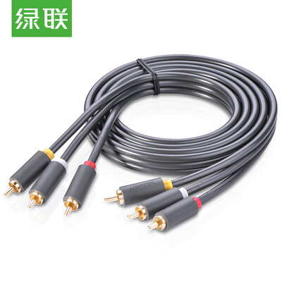 

Green Alliance UGREEN AV audio&video cable three pairs of three lotus head line 3RCA public on the public wiring red&yellow white line conversion cable TV set-top box line 3 meters 10526