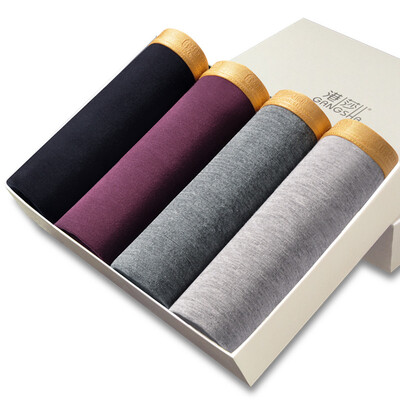 

GANGSHA Mens underwear solid shorts pants pants bamboo pulp fiber in the waist box pants 4 pack