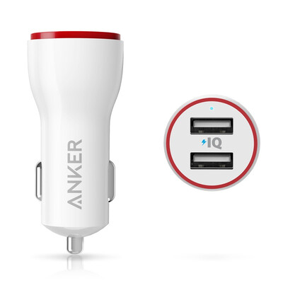 

Анкер 2USB одна с двумя 12W двухпортовый смарт автомобильное зарядное устройство / Автомобильное зарядное устройство / универсальный мобильный телефон питания 2.4A быстрой зарядки относится к Apple / Samsung / проса / Huawei / плоский белый
