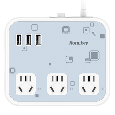 

Huntkey Huntkey wisdom Chunzhi cubic standard version of the new national standard diameter 10 child protection door USB charging socket row plug insert plug board 18 m white
