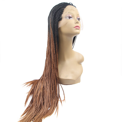 

Anogol African American Braids Twist Brown Ombre Dark Roots Peruca Laco Sintetico Wigs Synthetic Lace Front Wig