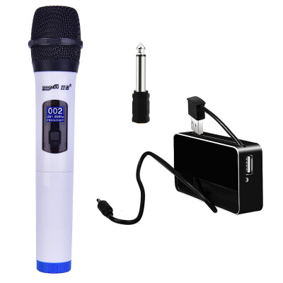 

Dual promise F03 upgrade hand-held wireless microphone KTV home speaker loudspeaker computer microphone with 65mm adapter white