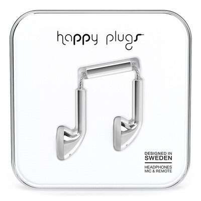 

Happy Plugs Earbud Deluxe Edt earbuds fashion music headphones Apple Android wired control phone headset Nordic design Swedish luxury luxury brand silver