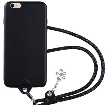 

Pizza Apple iphone6splus phone shell 6Plus phone case with lanyard can hang neck 6sP solid color drop sets 55 inches black