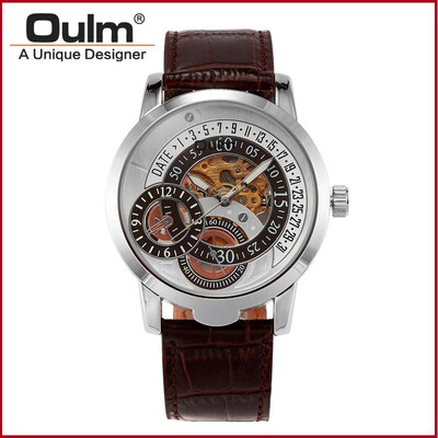

Oulm brand hotsale genuine leather wrist watch Chinese mechanical hand wind watch